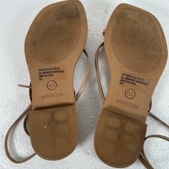 Steve Madden Strappy Ankle Wrap Thong Sandals Flats Women's 6.5 Brown - Picture 11 of 11